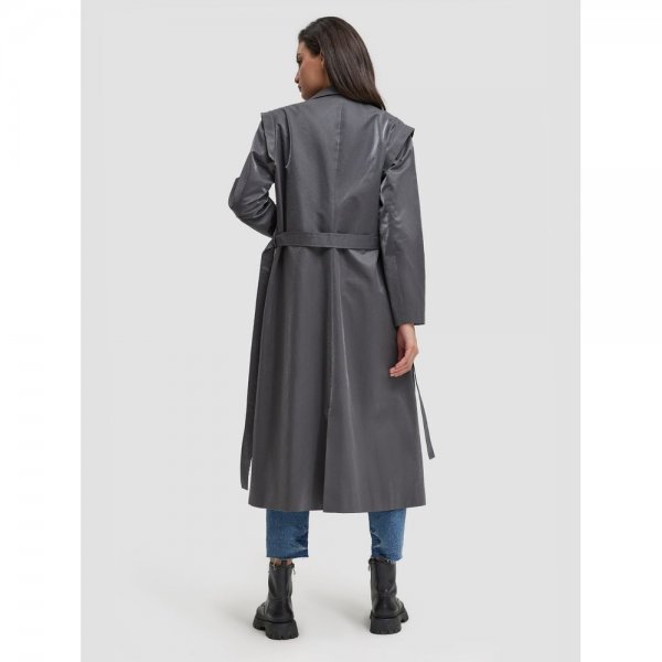 Long Shoulder Pad Trench Coat